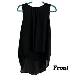 🖤 YA LA Sleeveless Layered Silk Blend Hi Low Top, L